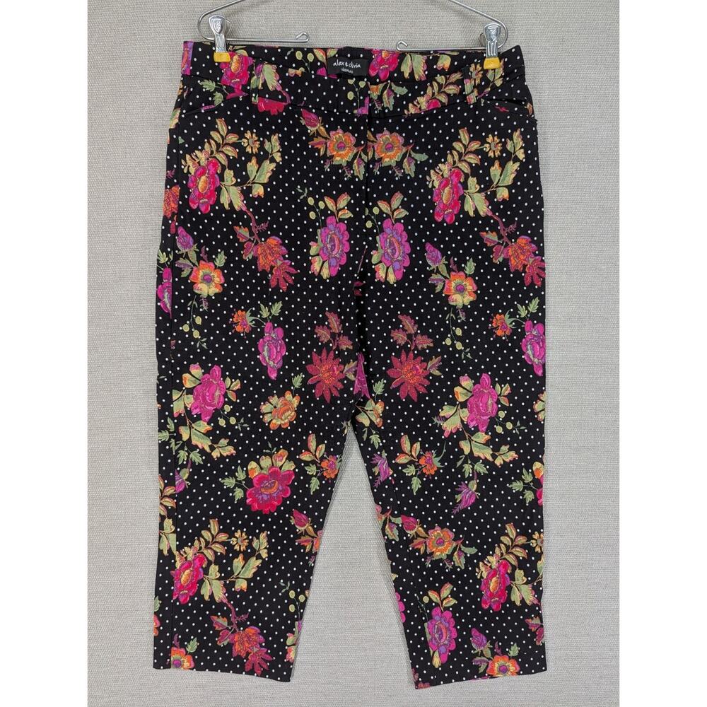Alex & Olivia Woman Capri Pants Size 18W Stretch Flowers